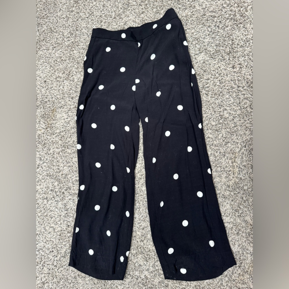 LOFT Black and White Polka Dot Cropped Pants